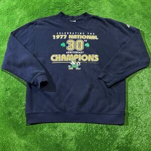 Vintage Adidas Notre Dame 1977 National Champions Crewneck Sweatshirt Medium